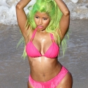 Nicki Minaj big ass and boobs in bikini on set of music video in hawaii